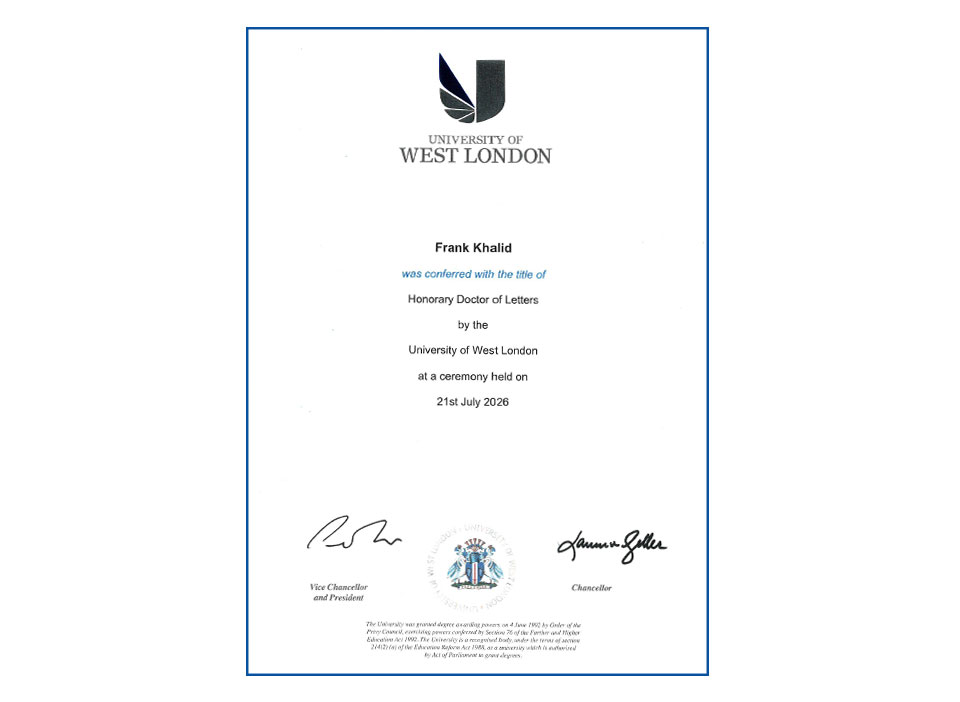 Honorary Doctor of Letters (DLitt)